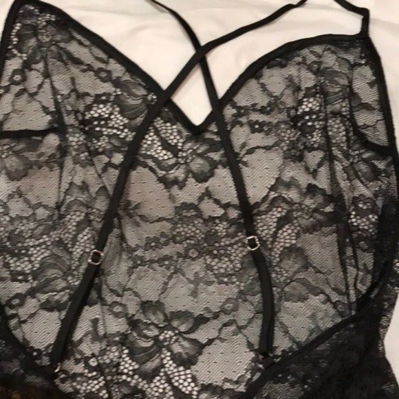 Very Sexy Satin & Tulle Midi Slip Gown Sheer Babydoll L - Picture 3 of 4